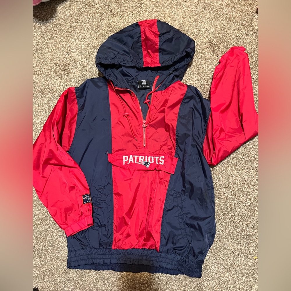 NFL Team Apparel New England Patriots Windbreaker Jacket with Hoodie